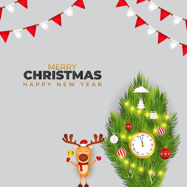 Ilustración de vector de feliz Navidad y feliz año nuevo tarjeta de felicitación