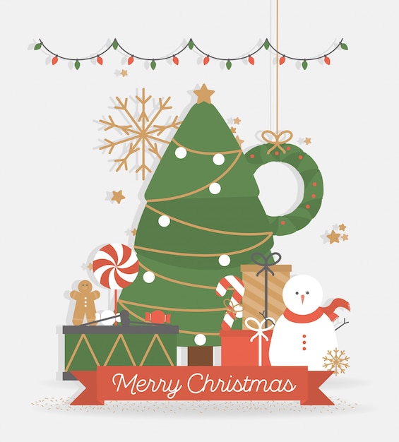 Ilustración de vector. Feliz Navidad tarjeta de felicitación.