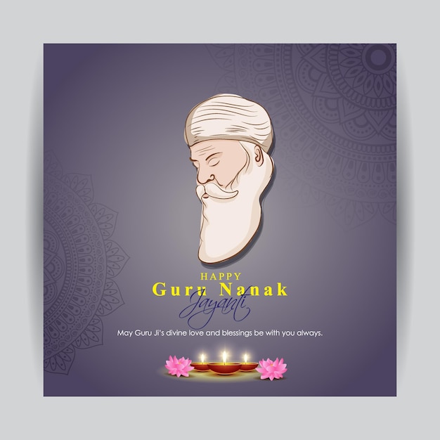 Ilustración de vector de festival indio guru nanak jayanti