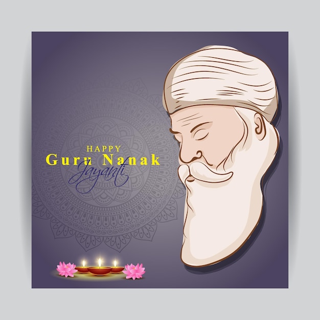 Ilustración de vector de festival indio guru nanak jayanti