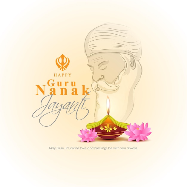 Ilustración de vector de festival indio guru nanak jayanti