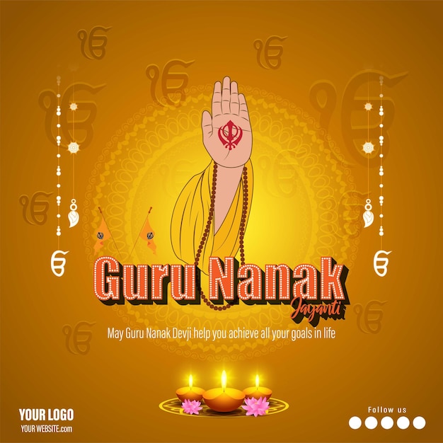 Ilustración de vector de festival indio guru nanak jayanti