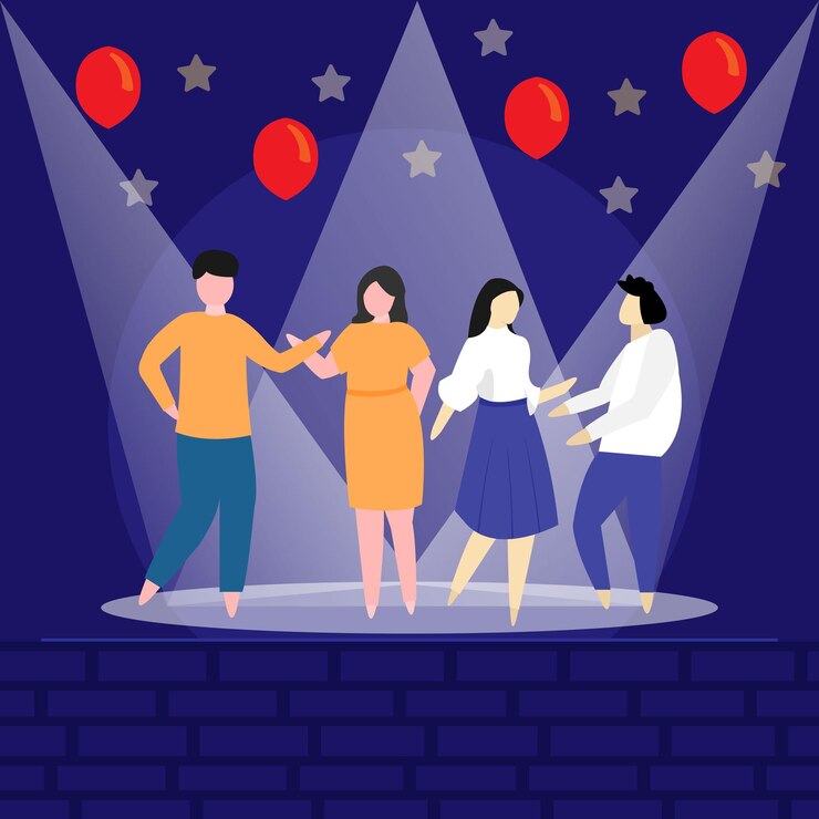 Vector ilustración de vector de fiesta, la gente baila y celebra