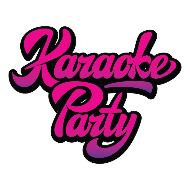 Ilustración de vector con fiesta de karaoke de inscripción caligráfica sobre fondo blanco