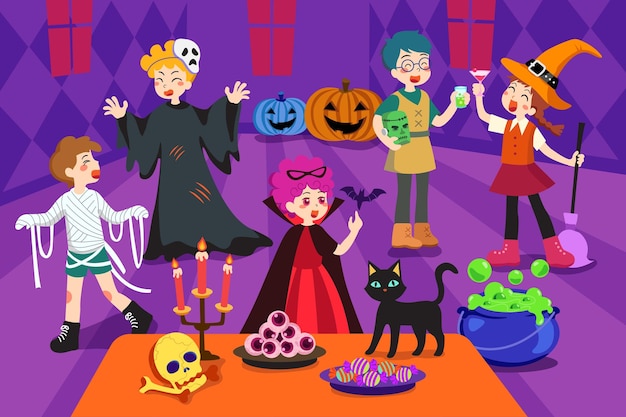 Ilustración de vector de fiesta de noche de halloween