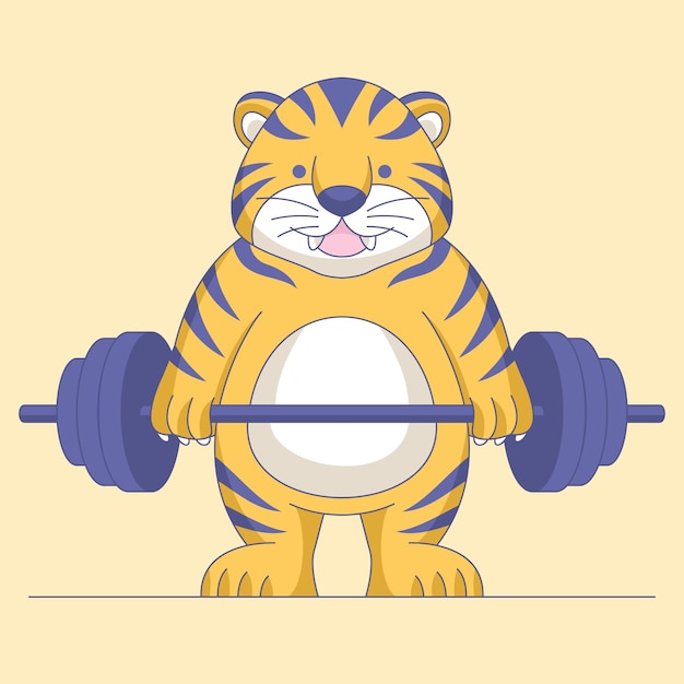 Ilustración de vector de fitness lindo tigre