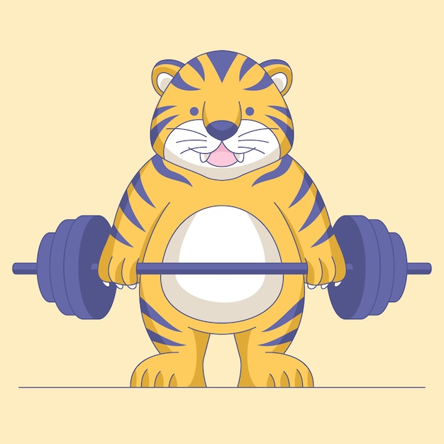 Ilustración de vector de fitness lindo tigre