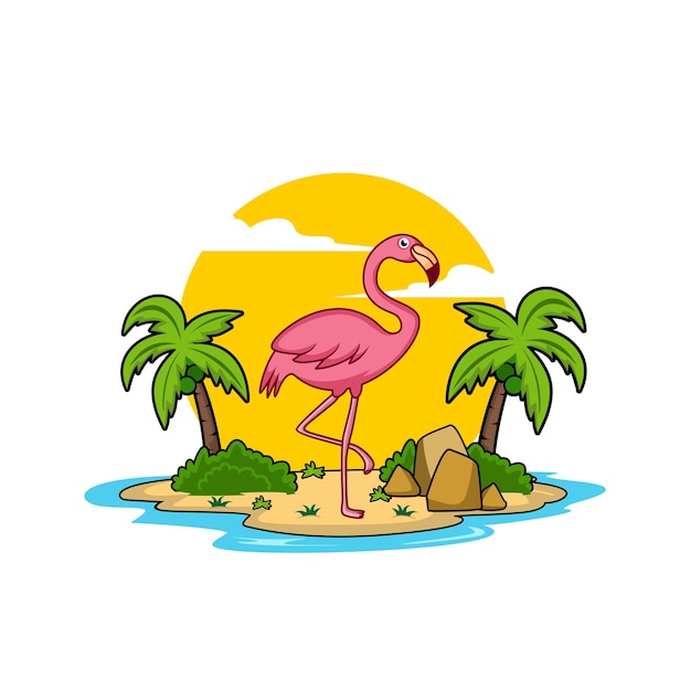 Ilustración del vector del flamenco del paraíso tropical aislado