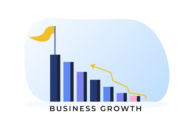 Ilustración de vector de flecha de gráfico de pasos de crecimiento empresarial