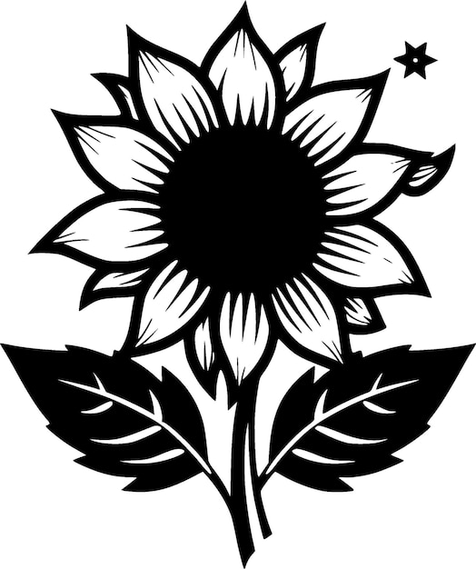 Ilustración de Vector de flor en blanco y negro