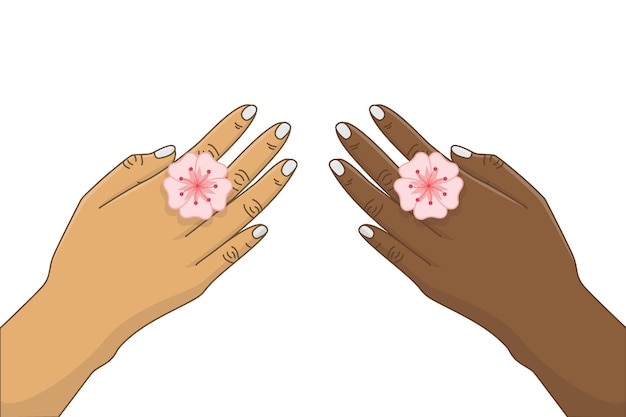 Ilustración de vector de flor de cerezo con la mano