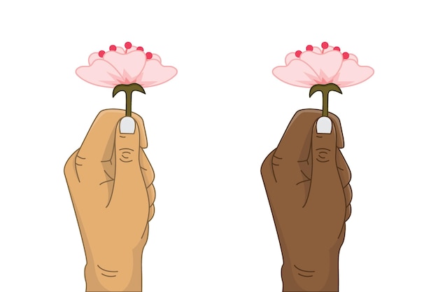 Ilustración de vector de flor de cerezo con la mano