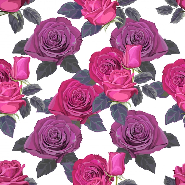 Ilustración de vector de flor color de rosa de patrones sin fisuras