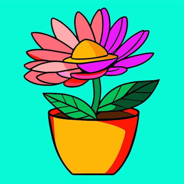 Ilustración del vector de la flor en la olla