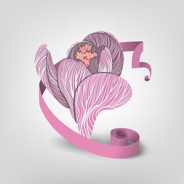 Vector ilustración de vector de flor rosa con cinta