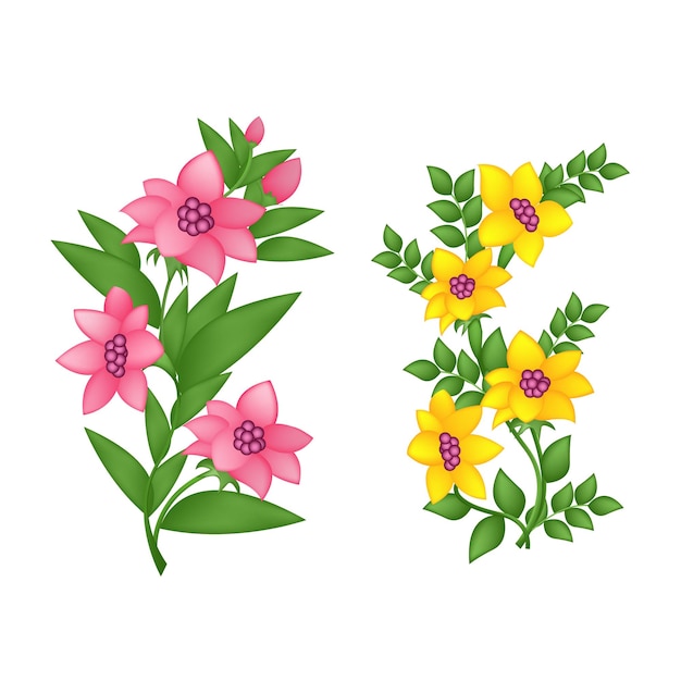 Ilustración de vector de flor vintage ramificaciones florales