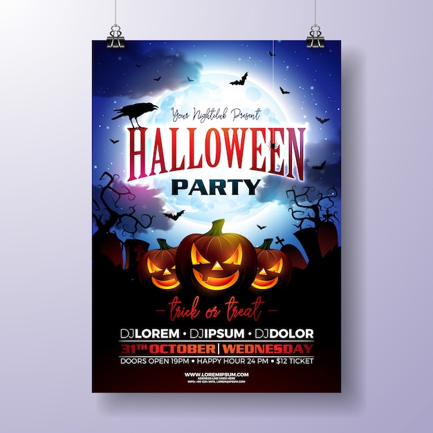 Vector ilustración de vector de flyer fiesta de halloween