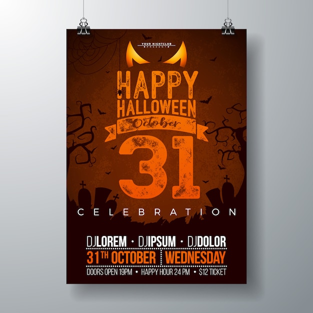 Vector ilustración de vector de flyer fiesta de halloween