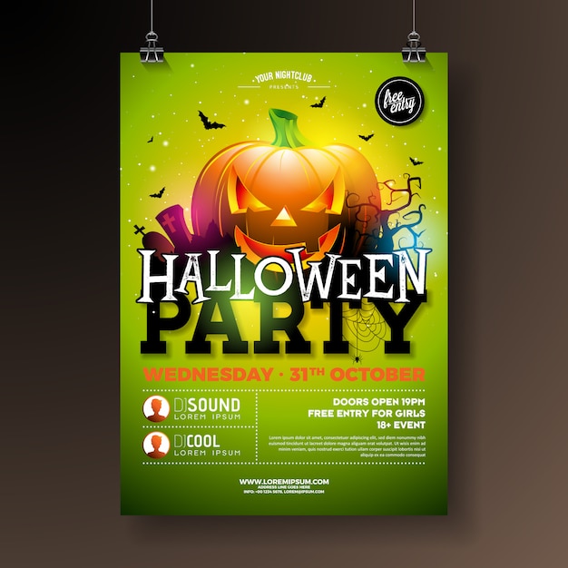 Vector ilustración de vector de flyer fiesta de halloween