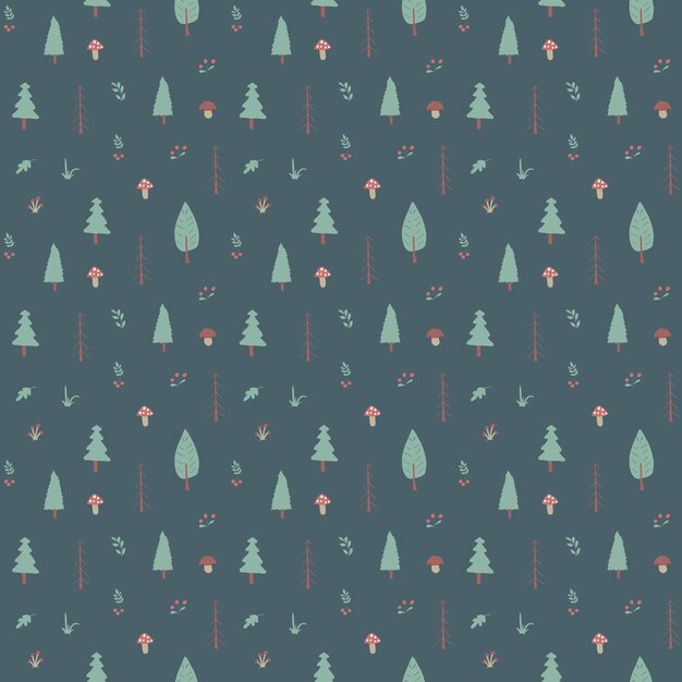 Ilustración de vector de fondo de bosque de patrones sin fisuras de bosque