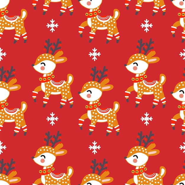 Ilustración de vector de fondo de ciervos de Navidad de patrones sin fisuras