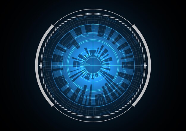 Ilustración de vector de fondo de círculo de radar futuro abstracto de tecnología