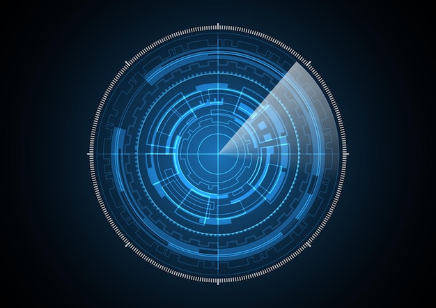 Ilustración de vector de fondo de círculo de radar futuro abstracto de tecnología