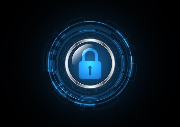 Ilustración de vector de fondo de círculo de seguridad de bloqueo futuro abstracto de tecnología