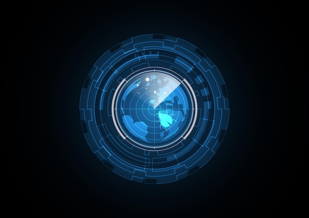 Ilustración de vector de fondo de círculo de seguridad de globo de radar de error futuro abstracto de tecnología