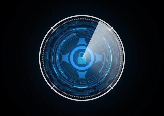 Ilustración de vector de fondo de círculo de seguridad de radar de bloqueo futuro abstracto de tecnología