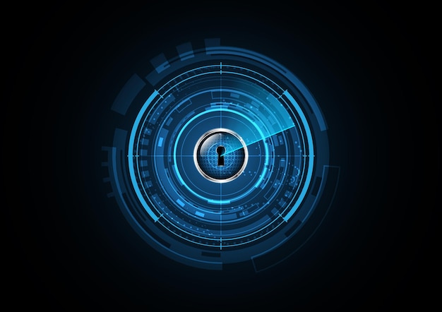 Ilustración de vector de fondo de círculo de seguridad de radar de bloqueo de ojo de cerradura futuro abstracto de tecnología