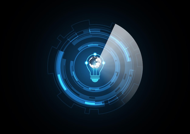 Ilustración de vector de fondo de círculo de seguridad de radar de bombilla de globo de futuro abstracto de tecnología