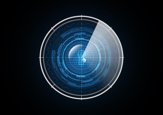 Ilustración de vector de fondo de círculo de seguridad de radar de ojo de cerradura futuro abstracto de tecnología