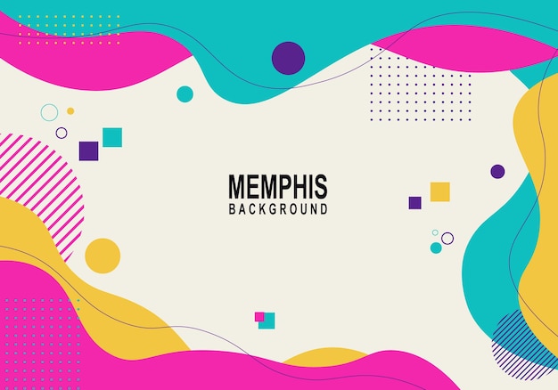 Ilustración de vector de fondo colorido moderno memphis