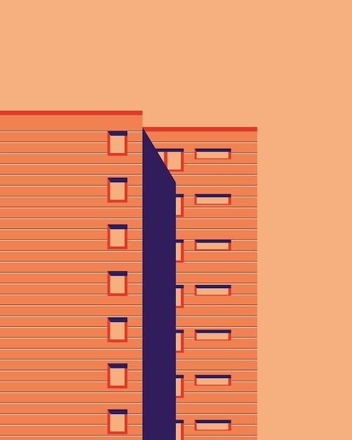 Ilustración de vector de fondo de escena de edificio de apartamentos