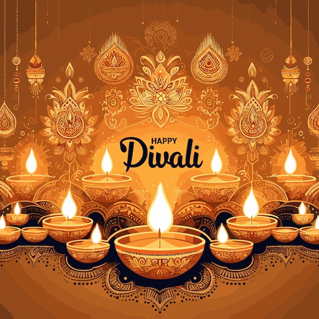 Ilustración de vector de fondo feliz diwali