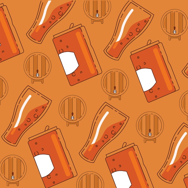 Ilustración de Vector de fondo sin fisuras de cerveza