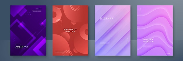 Ilustración de vector de fondo geométrico colorido Cubiertas abstractas modernas establecen diseño de cubiertas mínimas