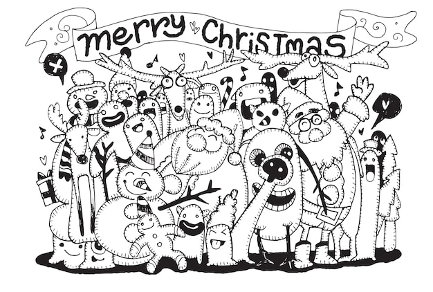 Ilustración de vector de fondo de Navidad Doodle
