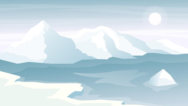 Vector ilustración de vector de fondo de paisaje de montaña de iceberg