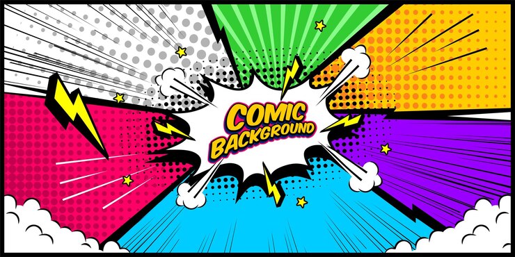 Vector ilustración de vector de fondo de panel cómico colorido