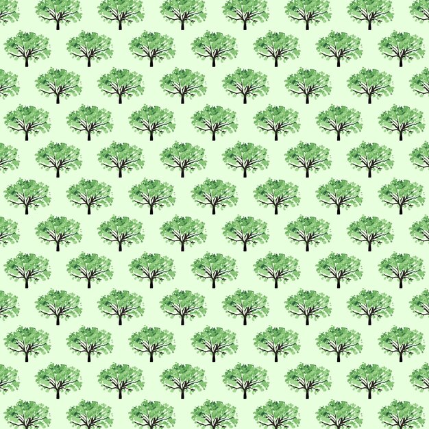 Ilustración de vector de fondo de pantalla de patrón de bosque de árboles de acuarela