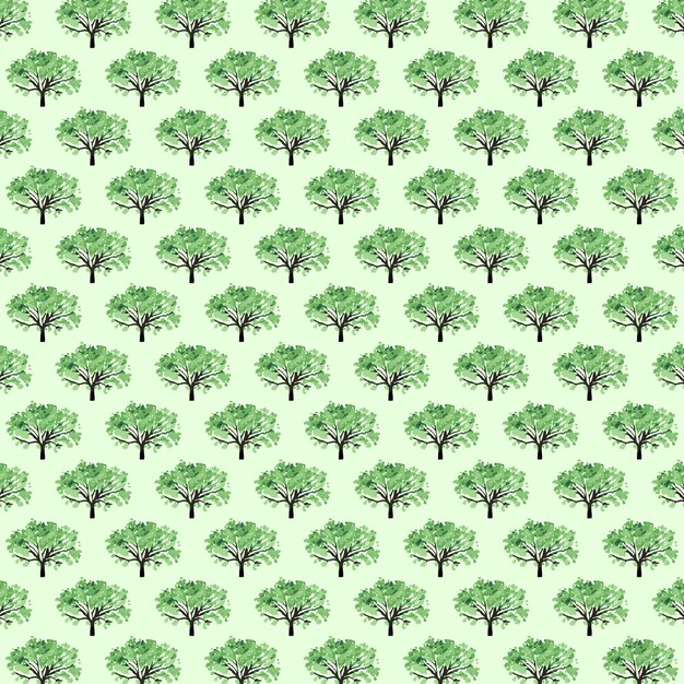 Vector ilustración de vector de fondo de pantalla de patrón de bosque de árboles de acuarela