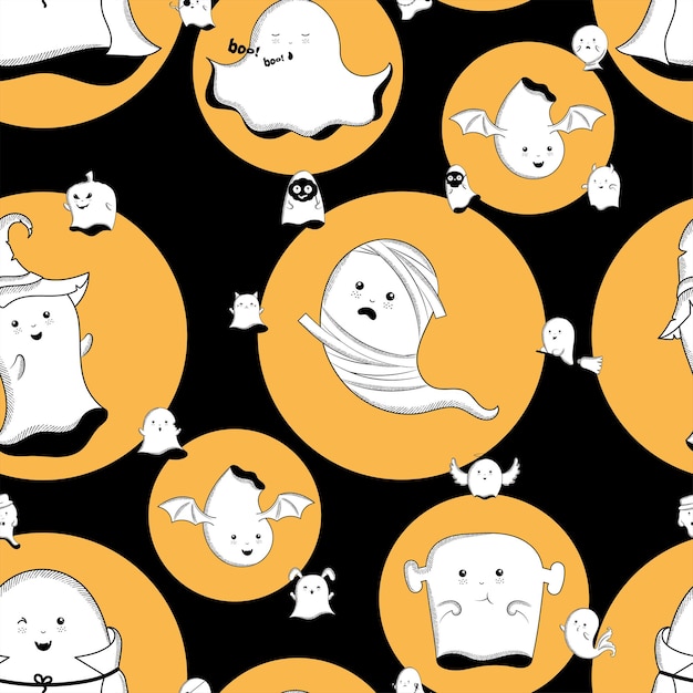 Ilustración de vector de fondo de personaje fantasma de Halloween