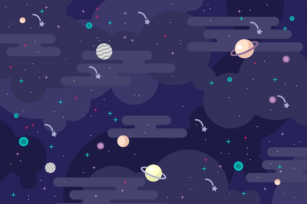 Ilustración de vector de fondo plano galaxia