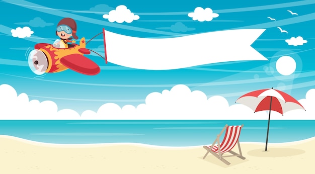 Ilustración de vector de fondo de playa de verano