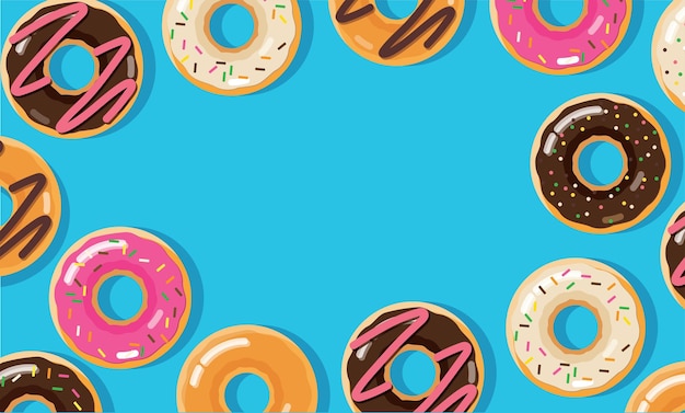 Ilustración de vector de fondo de postre dulce donuts