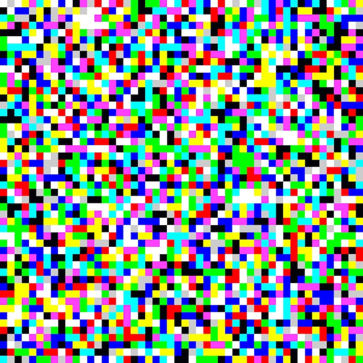 Vector ilustración de vector de fondo de textura de patrón sin costuras con falla de píxeles de ruido de pantalla de tv en color
