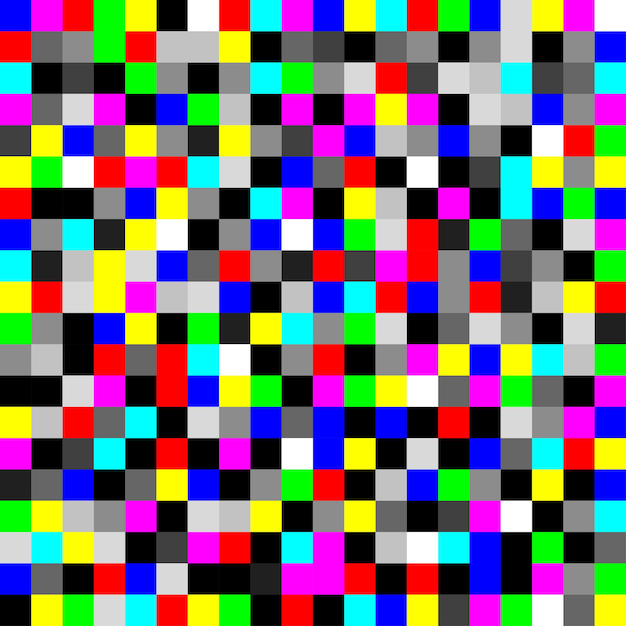 Ilustración de vector de fondo de textura de patrón sin costuras con falla de píxeles de ruido de pantalla de TV en color