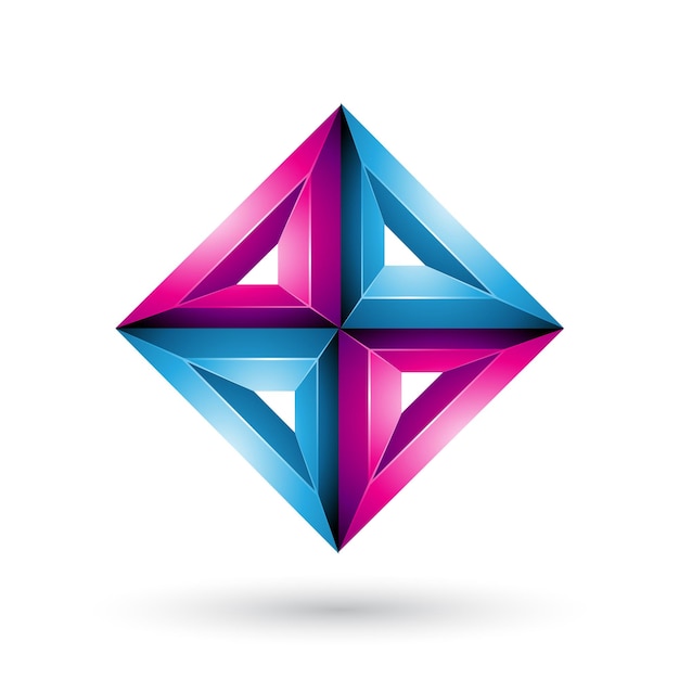 Ilustración de Vector de forma de diamante en relieve geométrico 3d azul y magenta